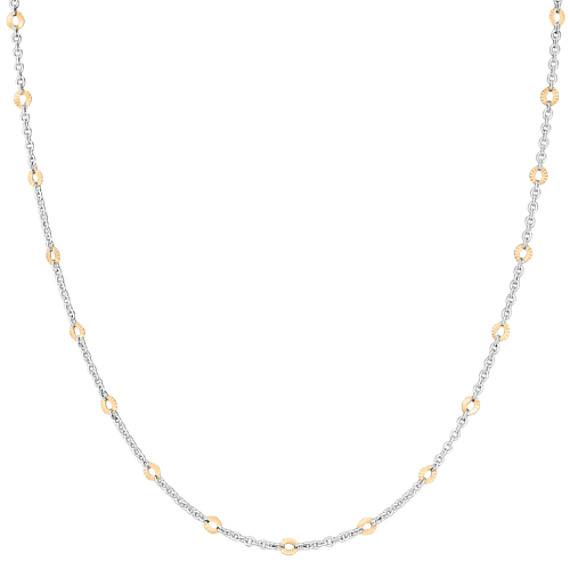 Sterling Silver Circle Necklace with Gold Plating (25") Sterling Silver Circle Necklace with Gold Plating (25")
