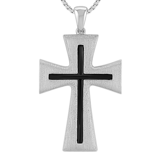Sterling Silver Cross with Satin Finish (20") Sterling Silver Cross with Satin Finish (20")