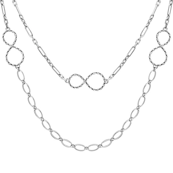 Sterling Silver Infinity Necklace (24") Sterling Silver Infinity Necklace (24")