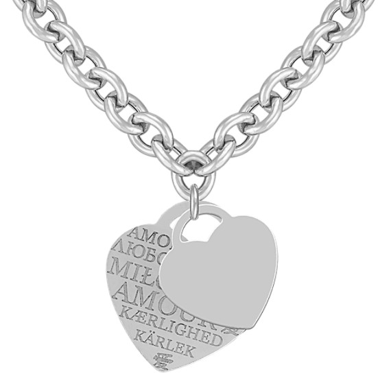 Sterling Silver Love Letters Necklace (18") Sterling Silver Love Letters Necklace (18")