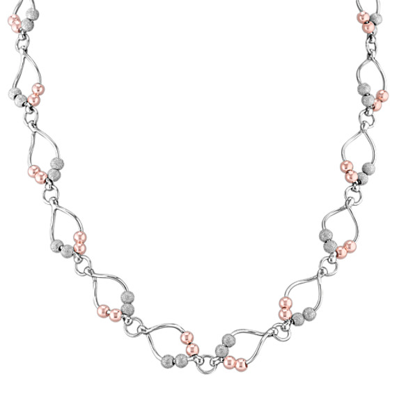 Sterling Silver Rose Beaded Necklace (22") Sterling Silver Rose Beaded Necklace (22")