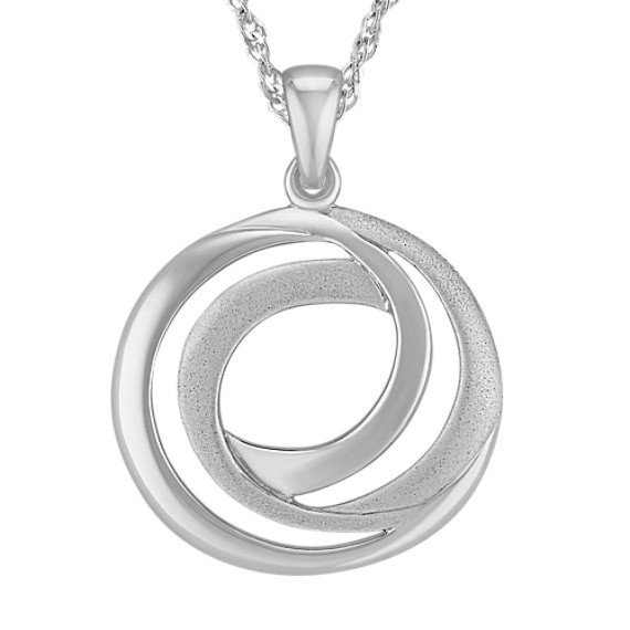 Sterling Silver Swirl Circle Pendant (18") Sterling Silver Swirl Circle Pendant (18")