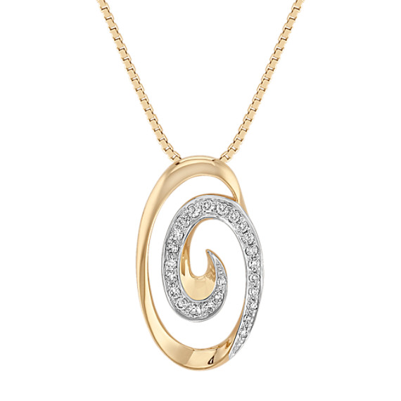 Swirl Diamond Circle Pendant in Two-Tone Gold (18") Swirl Diamond Circle Pendant in Two-Tone Gold (18")
