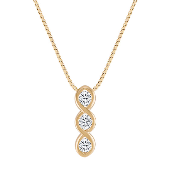 Three-Stone Diamond Pendant with Bezel Setting (18") Three-Stone Diamond Pendant with Bezel Setting (18")