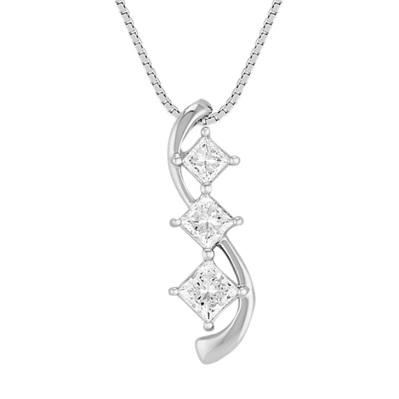 Three-Stone Princess Cut Diamond Pendant (18") Three-Stone Princess Cut Diamond Pendant (18")