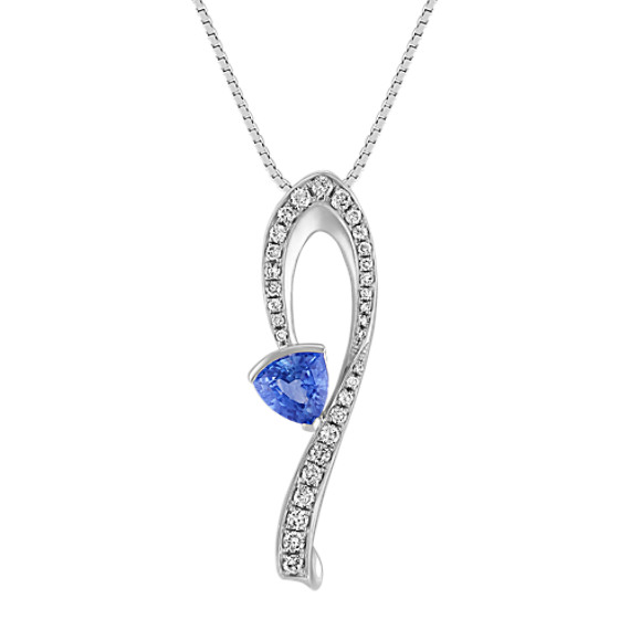 Trillion Kentucky Blue Sapphire and Round Diamond Pendant (18") Trillion Kentucky Blue Sapphire and Round Diamond Pendant (18")