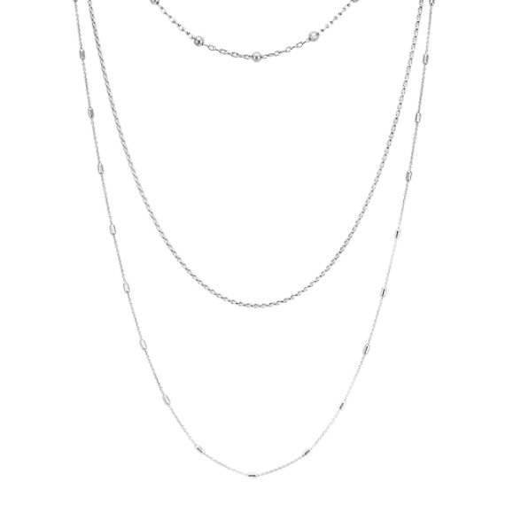 Triple Chain Necklace Set in Sterling Silver (30") Triple Chain Necklace Set in Sterling Silver (30")