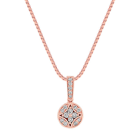 Vintage Diamond Cluster Circle Pendant in Rose Gold (18") Vintage Diamond Cluster Circle Pendant in Rose Gold (18")