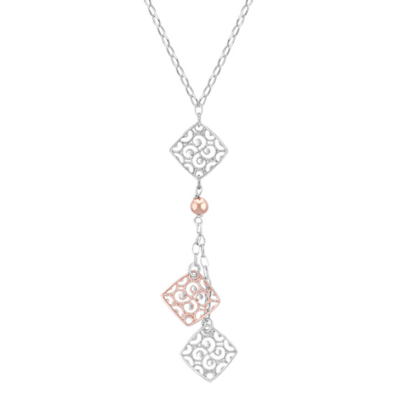 Vintage Sterling Silver and Rose Sterling Silver Necklace (18 in.) Vintage Sterling Silver and Rose Sterling Silver Necklace (18 in.)