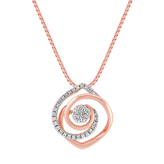 White and Rose Gold Diamond Pendant (18") White and Rose Gold Diamond Pendant (18")