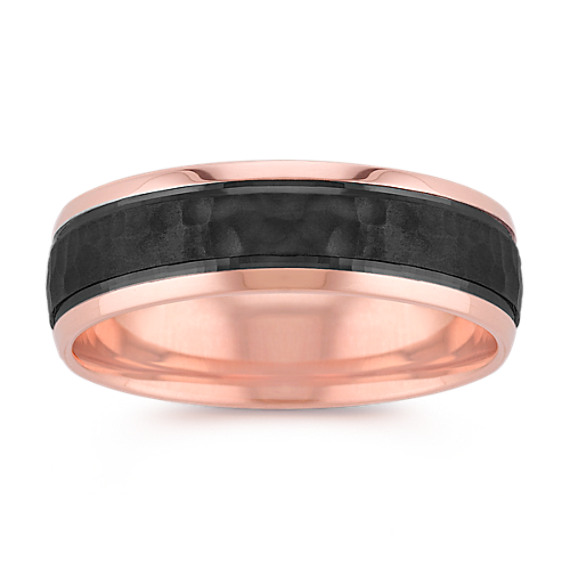 14k Rose Gold Ring with Hammered Black Rhodium (6mm) 14k Rose Gold Ring with Hammered Black Rhodium (6mm)