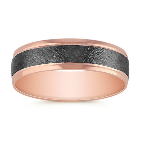 14k Rose Gold Wedding Band with Black Rhodium (6mm) 14k Rose Gold Wedding Band with Black Rhodium (6mm)