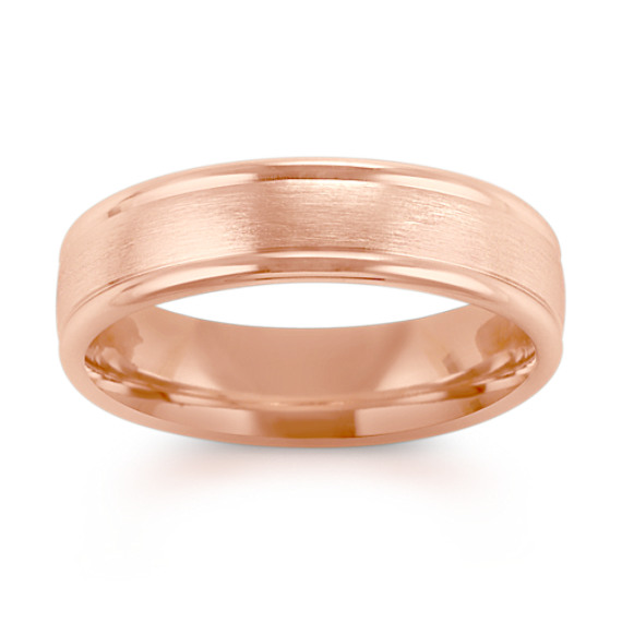 14k Rose Gold Wedding Band with Satin and Polished Finish (6mm) 14k Rose Gold Wedding Band with Satin and Polished Finish (6mm)