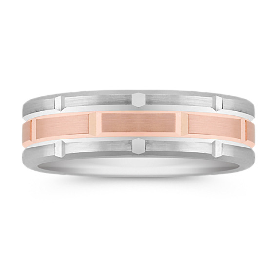 14k White and Rose Gold Comfort Fit Ring (8mm) 14k White and Rose Gold Comfort Fit Ring (8mm)