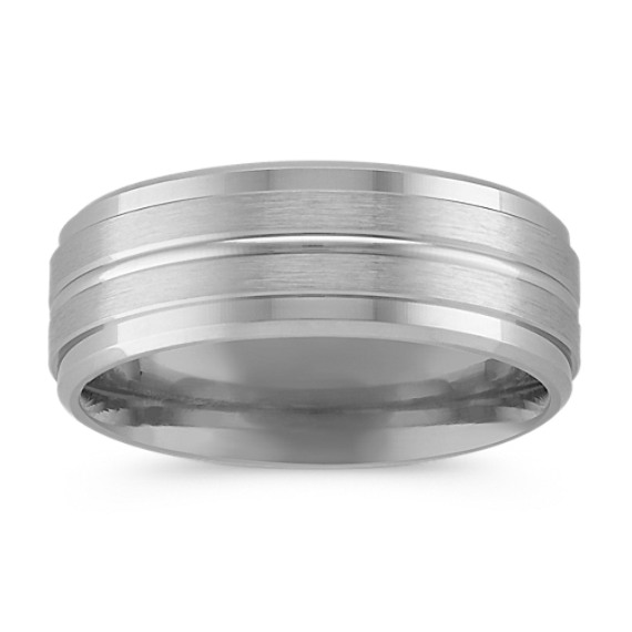 14K White Gold Comfort Fit Wedding Band with Engraved Rings (8mm) 14K White Gold Comfort Fit Wedding Band with Engraved Rings (8mm)
