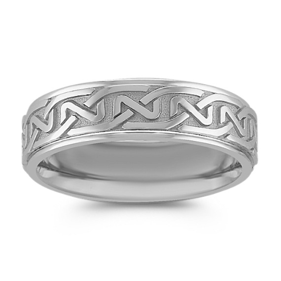 14k White Gold Engraved Comfort Fit Ring (7mm) 14k White Gold Engraved Comfort Fit Ring (7mm)