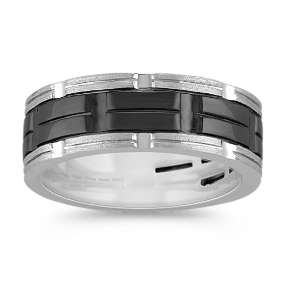 14k White Gold Ring with Black Rhodium (8mm) 14k White Gold Ring with Black Rhodium (8mm)