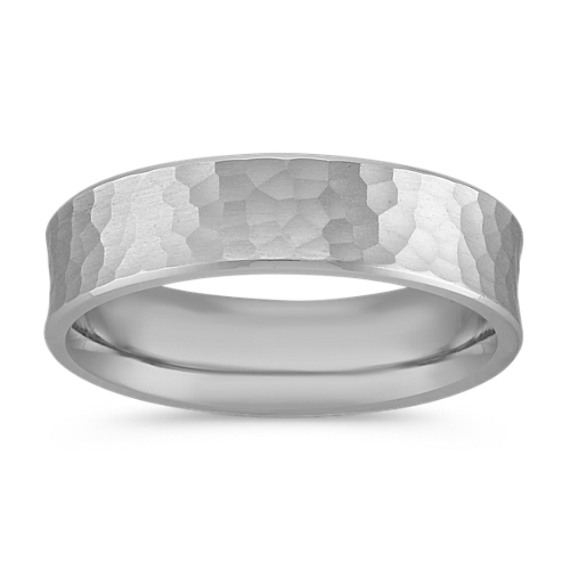 14k White Gold Ring with Hammered Finish (6mm) 14k White Gold Ring with Hammered Finish (6mm)