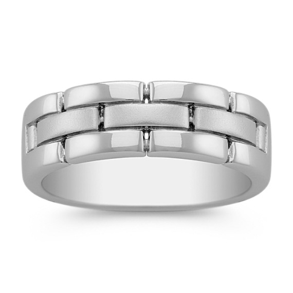 14k White Gold Ring with Sandblasted Finish (7mm) 14k White Gold Ring with Sandblasted Finish (7mm)