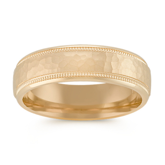 14k Yellow Gold Ring with Hammered Finish (6mm) 14k Yellow Gold Ring with Hammered Finish (6mm)