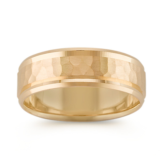 14k Yellow Gold Ring with Hammered Finish (7mm) 14k Yellow Gold Ring with Hammered Finish (7mm)