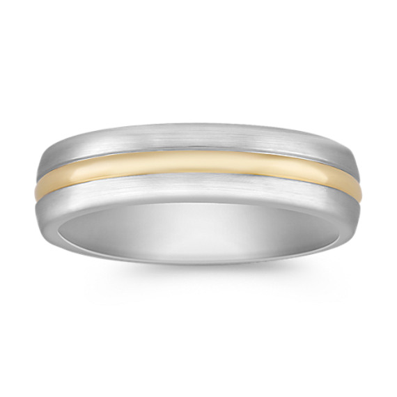 6mm Wedding Band in Titanium and 18k Yellow Gold 6mm Wedding Band in Titanium and 18k Yellow Gold