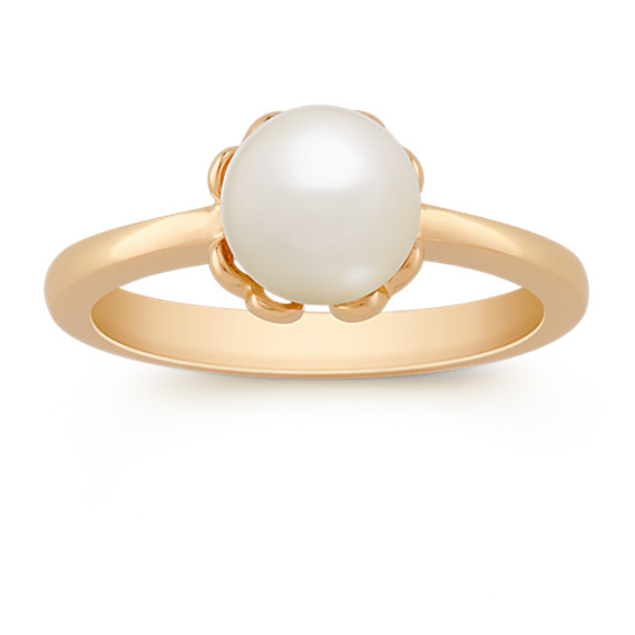 7mm Cultured Akoya Pearl Ring in 14k Yellow Gold 7mm Cultured Akoya Pearl Ring in 14k Yellow Gold