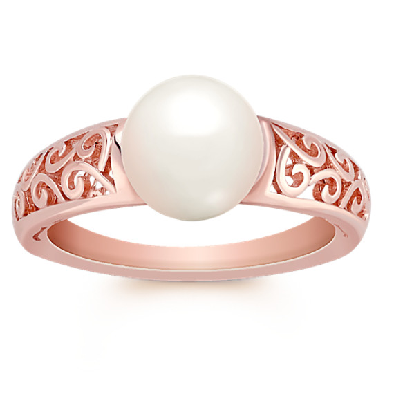 8mm Cultured Akoya Pearl Ring in Rose Gold 8mm Cultured Akoya Pearl Ring in Rose Gold