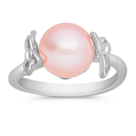 9mm Pink Cultured Freshwater Pearl and Sterling Silver Ring 9mm Pink Cultured Freshwater Pearl and Sterling Silver Ring