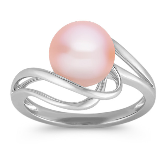 9mm Pink Cultured Freshwater Pearl and Sterling Silver Ring 9mm Pink Cultured Freshwater Pearl and Sterling Silver Ring