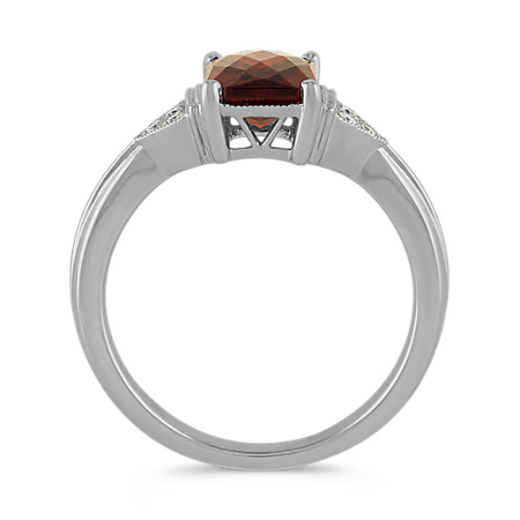 Cushion Cut Garnet And Diamond Ring In K White Gold Shane Co