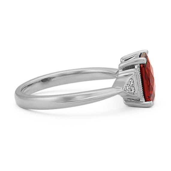 Cushion Cut Garnet And Diamond Ring In K White Gold Shane Co