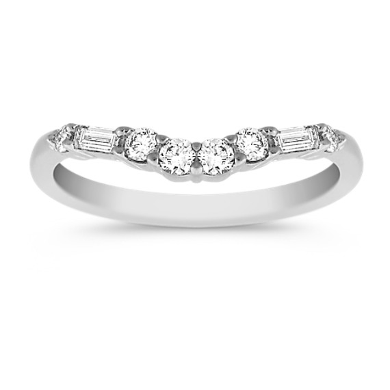 Baguette and Round Diamond Contour Wedding Band in Platinum Baguette and Round Diamond Contour Wedding Band in Platinum
