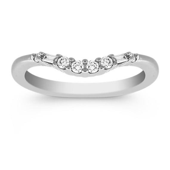 Baguette and Round Diamond Contour Wedding Band in Platinum Baguette and Round Diamond Contour Wedding Band in Platinum