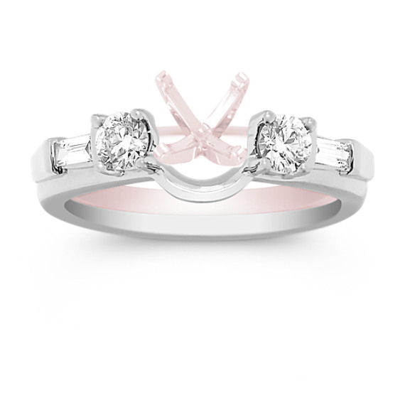 Baguette and Round Diamond Solitaire Engagement Ring Wrap Baguette and Round Diamond Solitaire Engagement Ring Wrap