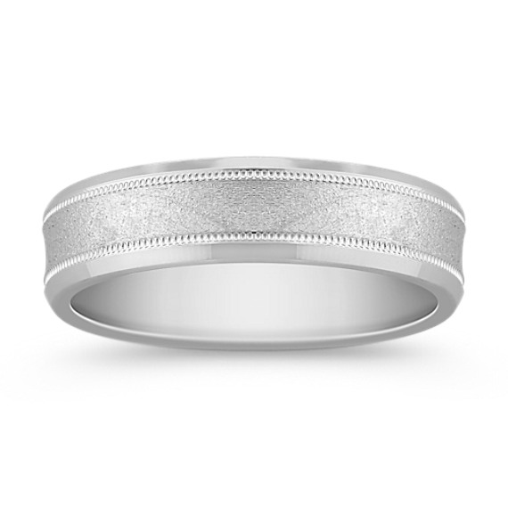 Beaded Lining 14k White Gold Wedding Band (6mm) Beaded Lining 14k White Gold Wedding Band (6mm)