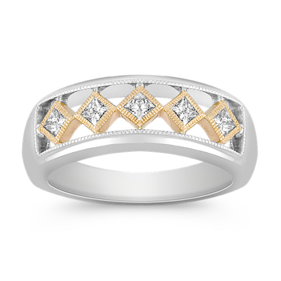Bezel Set Princess Cut Diamond Ring in Two-Tone Gold Bezel Set Princess Cut Diamond Ring in Two-Tone Gold