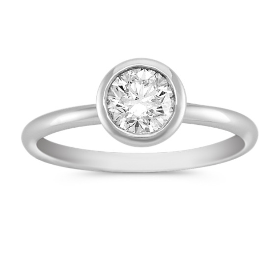 Bezel-Set Round Diamond Engagement Ring in Platinum Bezel-Set Round Diamond Engagement Ring in Platinum