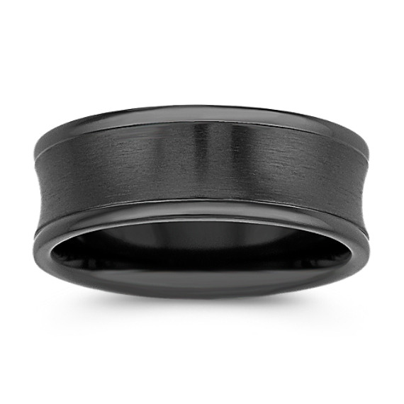 Black Concave Titanium Comfort Fit Ring (7.5mm) Black Concave Titanium Comfort Fit Ring (7.5mm)
