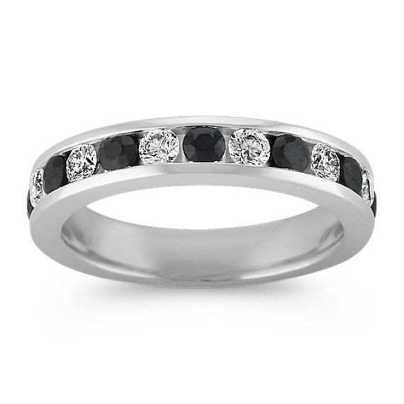 Black Sapphire and Diamond Wedding Band Black Sapphire and Diamond Wedding Band