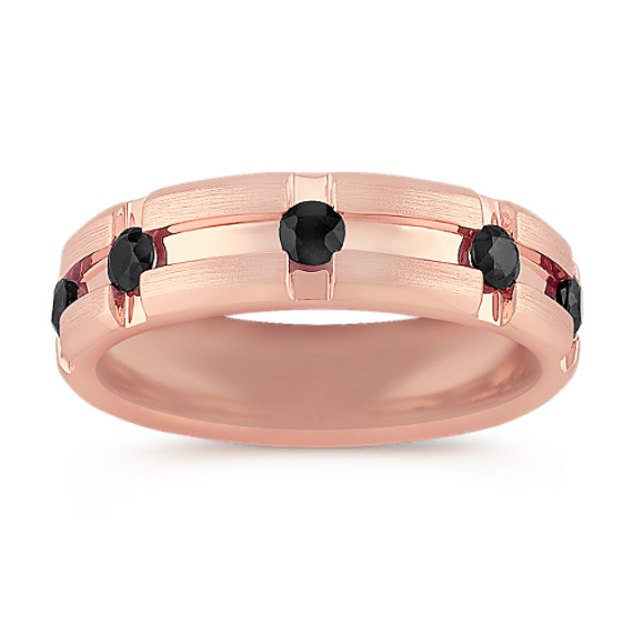 Black Sapphire and Rose Gold Ring with Channel-Setting (7mm) Black Sapphire and Rose Gold Ring with Channel-Setting (7mm)