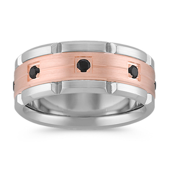 Black Sapphire Ring in Cobalt and Rose Gold (9mm) Black Sapphire Ring in Cobalt and Rose Gold (9mm)