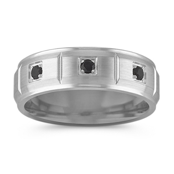 Black Sapphire Ring in Cobalt with Satin Finish (7mm) Black Sapphire Ring in Cobalt with Satin Finish (7mm)