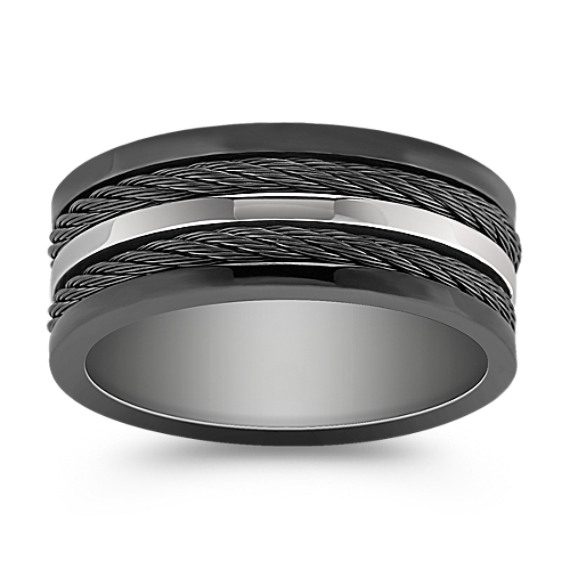 Black Stainless Steel and Carbon Fiber Ring Black Stainless Steel and Carbon Fiber Ring