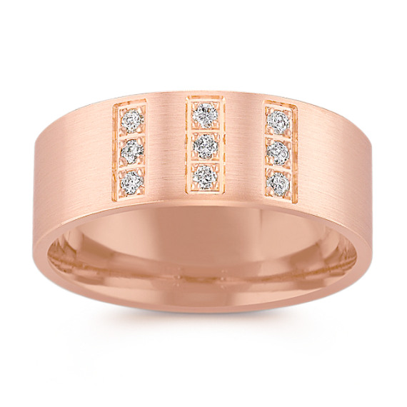 Brushed Diamond Ring in Rose Gold (8mm) Brushed Diamond Ring in Rose Gold (8mm)