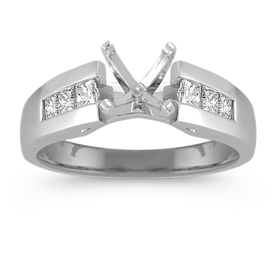 Cathedral Princess Cut Diamond Engagement Ring with Channel-Setting ...
