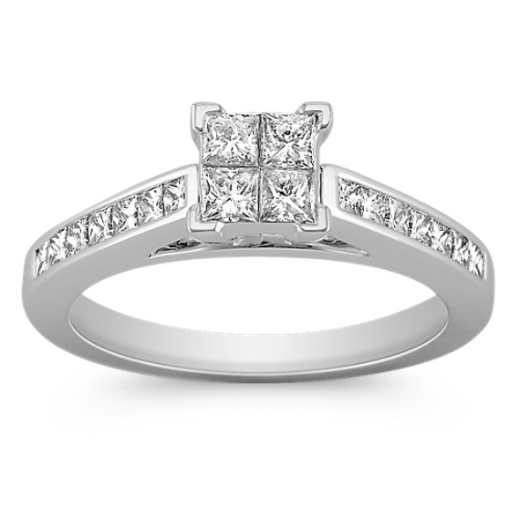 Cathedral Princess Cut Diamond Engagement Ring with Channel Setting Cathedral Princess Cut Diamond Engagement Ring with Channel Setting