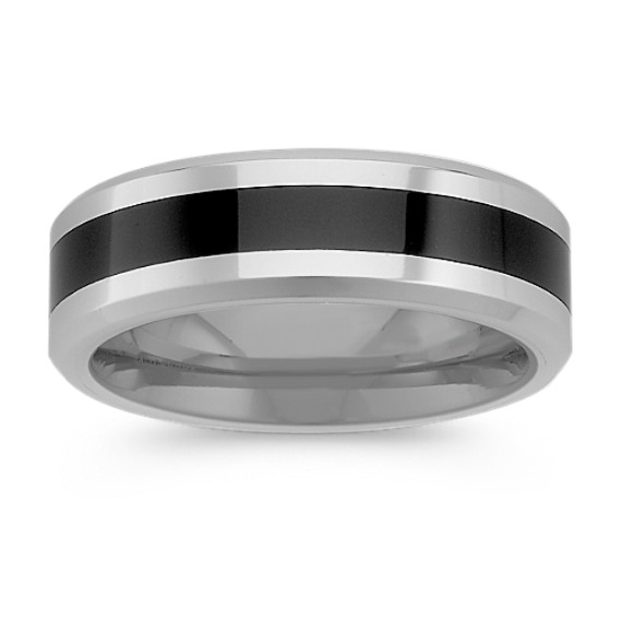 Cobalt and Black Ceramic Comfort Fit Ring (7mm) Cobalt and Black Ceramic Comfort Fit Ring (7mm)