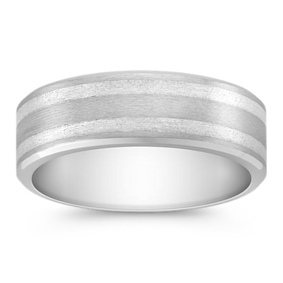 Cobalt and Sterling Silver Comfort Fit Ring (8mm) Cobalt and Sterling Silver Comfort Fit Ring (8mm)