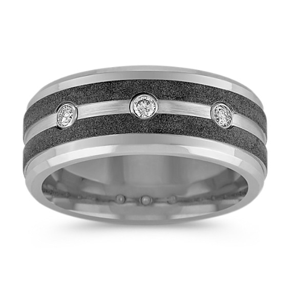 Cobalt Men's Ring with Round Diamonds (9.5mm) Cobalt Men's Ring with Round Diamonds (9.5mm)